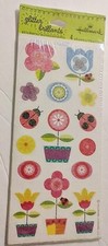 HTF VTG Hallmark Glitter Brilliants Floral Ladybug Stickers NIP 4 Sheets
