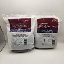 2-3 Pair Hanes Silk Reflections Silky Sheer Thigh High Jet Black 71 Size AB