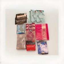 12 Pair Vtg Pantyhose Sz Lrg/tall NIP Black, Taupe, Lace, Mocha, Navy, Off Black