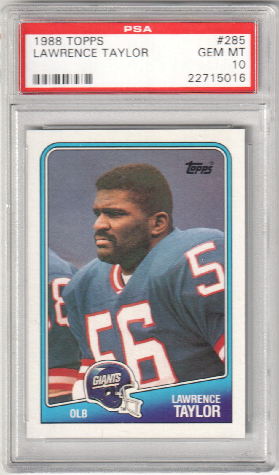Lawrence Taylor 1988 Topps #285 PSA 10 GEM MINT - GIANTS