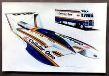 large CELLULAR ONE 8x12 color RARE Photographer PROOF photo Hydroplane Boat y1
