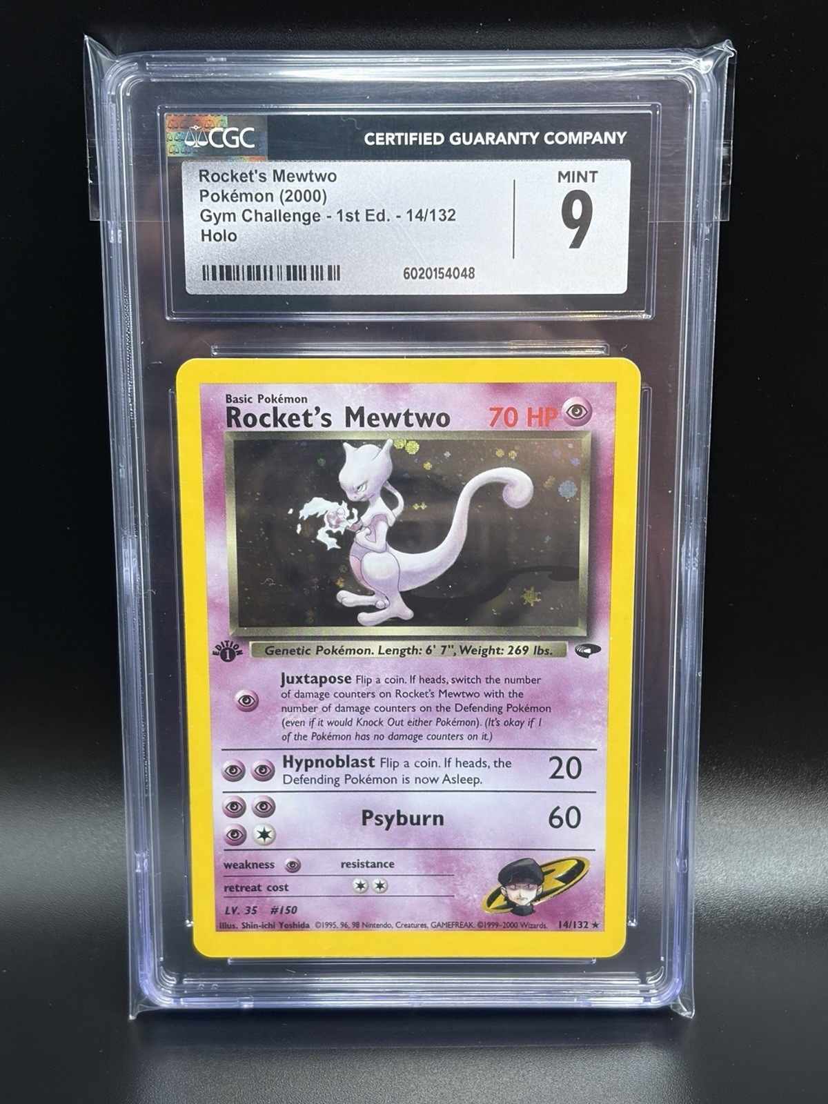 2000 ROCKET'S MEWTWO Pokemon Card #14 Gym Challenge 1st Edition Holo CGC 10