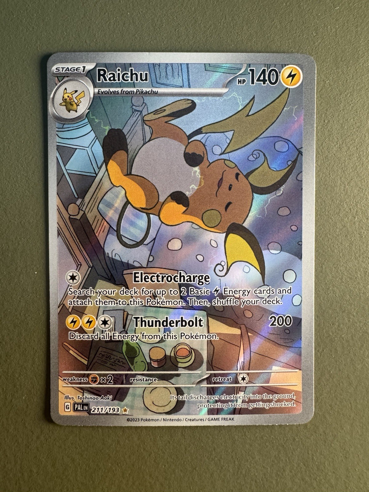 Pokémon TCG Raichu Holo 211/193 Illustration Card Paldea Evolved Near Mint