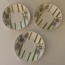 Mikasa Cera Stone Poppy 6.5 inch Saucer Set of 3  " Mid Century 3159-M