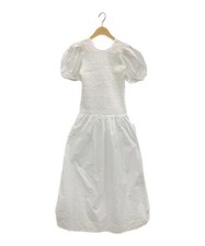 GANNI                    smocking detail open back dress white