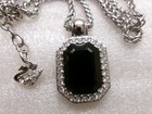 Swarovski Pendant Black Rectangle Crystal Clear Pave Crystals Edge Chain Swan — photo 3