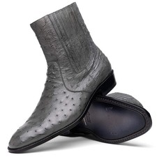 GIORGIO Genuine Ostrich Chelsea Boot Serpentine Gray