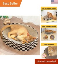 Stylish Cardboard Cat Lounge with Enclosed Scratcher - Perfect for Indoor Cats