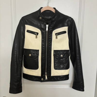 DSquared2 Color Block Leather Jacket Authenticated