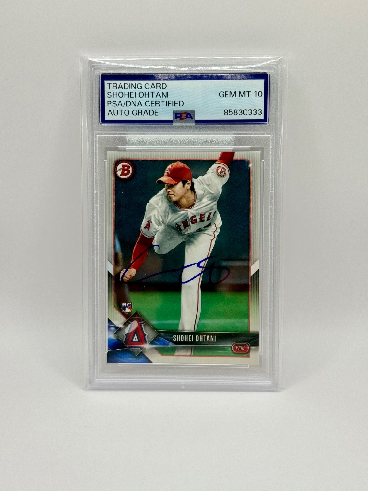 Shohei Ohtani 2018 Bowman #49 Rookie RC Pitching PSA AUTO 10
