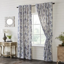 Panels Dorset Navy Floral Farmhouse 96x50 Set of 2 Window Curtains VHC Brands