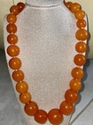 Antique Butterscotch Egg Yolk Bakelite Swirl Round Graduated Bead Necklace 35”  — photo 2