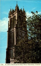 Postcard St John's Church Holy Thorn Glastonbury Somerset England Barton P2122