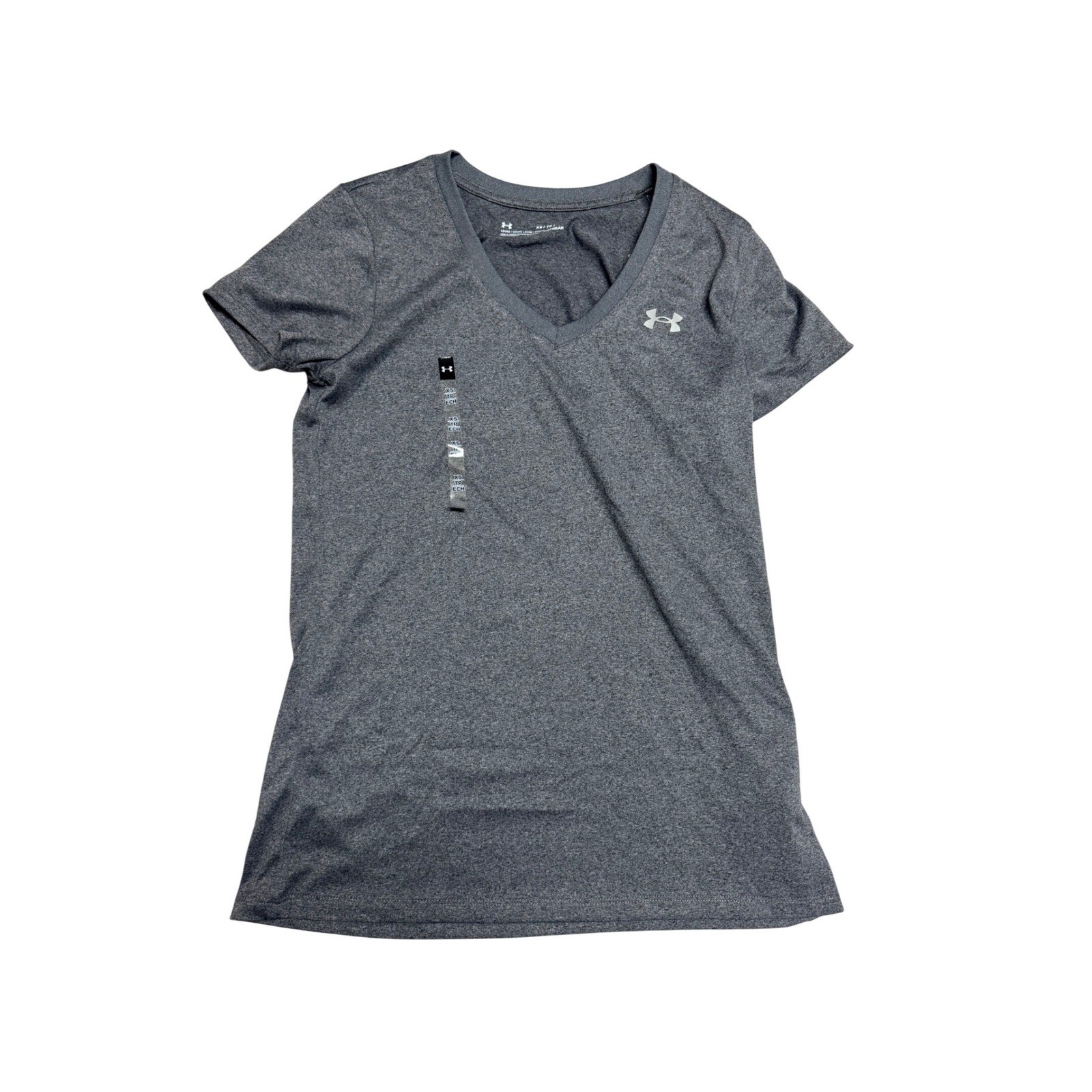 Under Armour Womens Tech SSV Solid V-Neck T-Shirt Gray 1255839 XS New