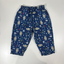 Vintage OshKosh B gosh Boys Blue Denim Pants Teddy Bear Golf Racquet Print Rare