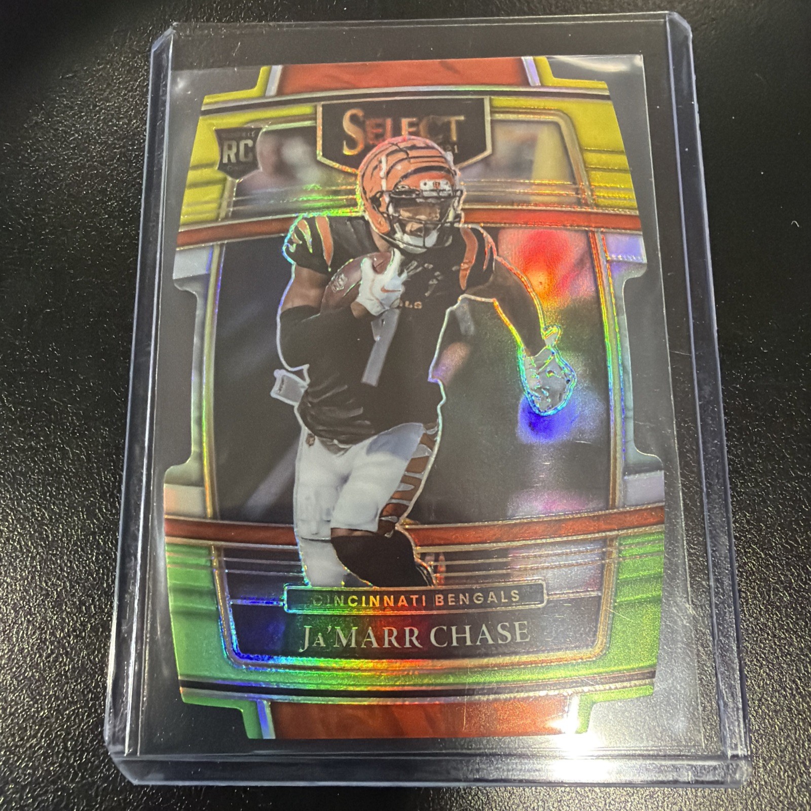 2021 Select Jamarr Chase Prizm Die-Cut Concourse Yellow/Green RC #47 Bengals