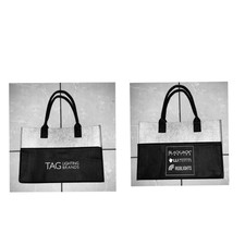 Black & Gray Felt Travel Tote Bag TAG LIGHTING 15? x 10?