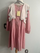 New With Tags Gucci Girls Pink Plaid Dress w/ Embroidered Collar Size 12