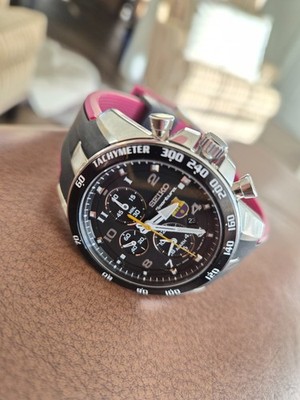 【希少】 SEIKO スポーチュラ 腕時計FCバルセロナ クロノグラフ クォーツ Seiko Sportura Limited Edition FC BARCELONA Blk Slv Quartz Mens