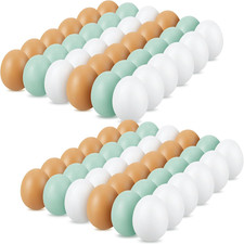 48 Pcs Wooden Fake Eggs Fake Chicken Eggs Bulk for Crafts Get Hens to Lay Nestin