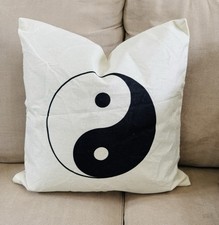 Set Of 2 Yin yang  Symbol CUSHION COVER PILLOW CASE|YIN YANG Beige & Black
