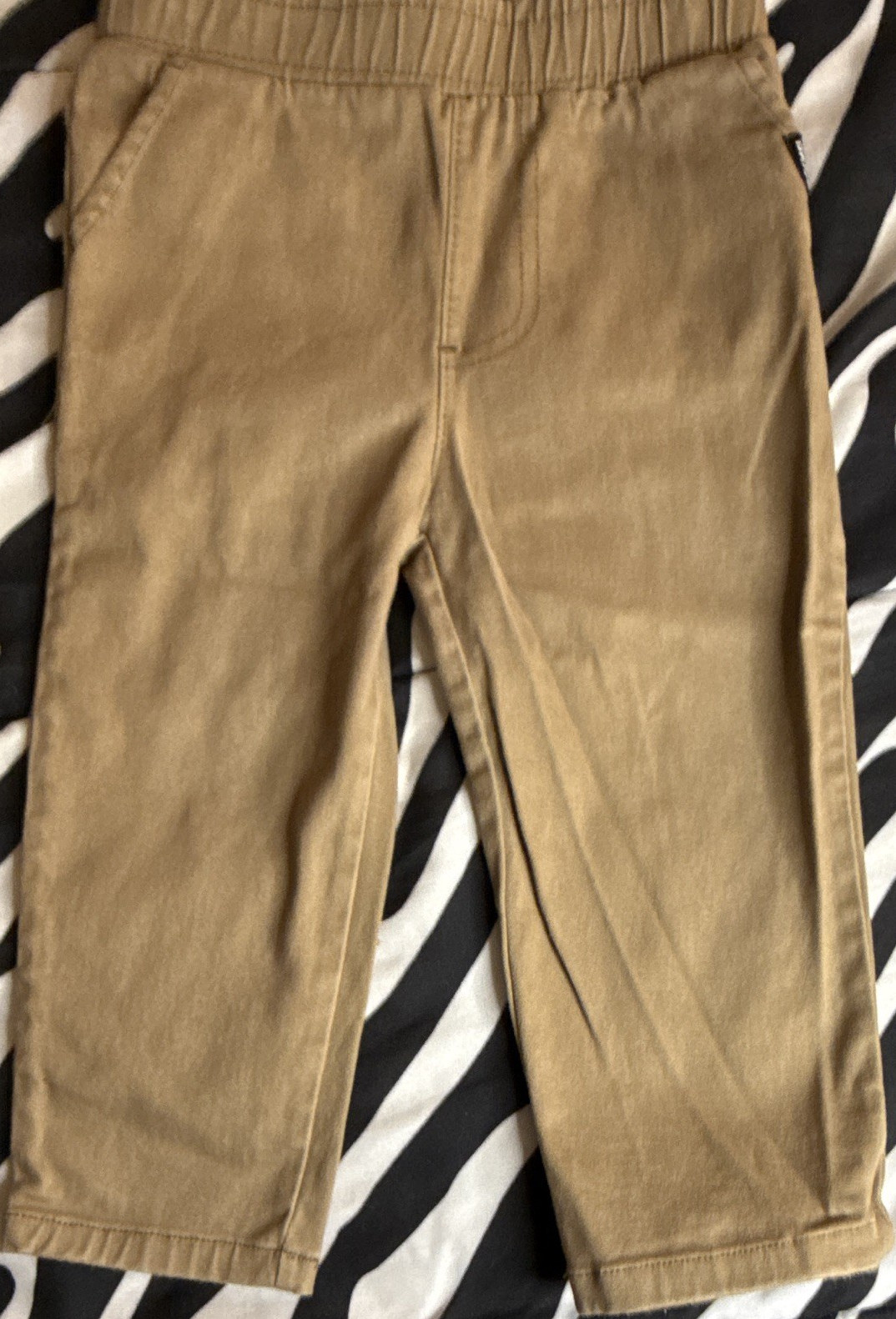 DKNY Khakis Pants Tan 18M Pull On Elastic Waist Pockets Unisex Baby Toddler