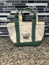 LL Bean 100 Years Anniversary Mini Boat and Tote Bag Green Canvas USA