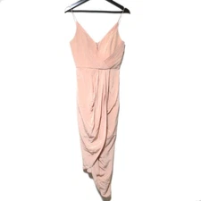 ZIMMERMANN Asymmetrical Hem Wrap Camisole Dress, Size 1, Pink Beige Women USED