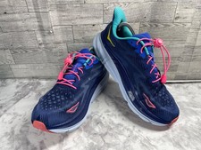 Hoka One One Clifton 9 Sneakers Women 10.5B Running Shoes Blue Pink Athletic