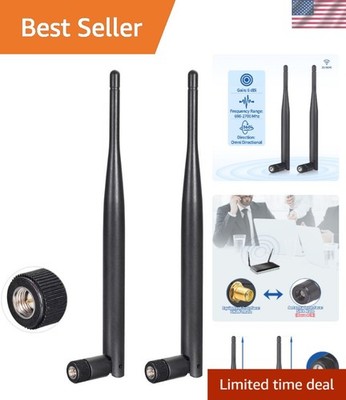 Omni-Directional 4G LTE Antenna 6dBi SMA Male Connector - 2-Pack Power Boost