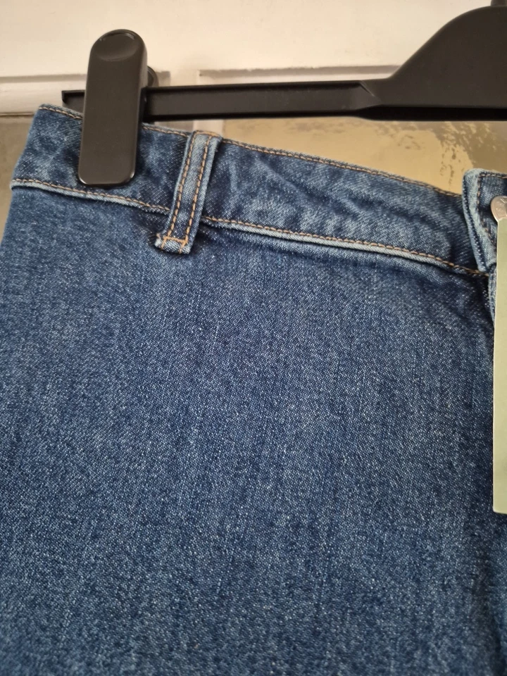 NWT Cropped Twill Trousers Blue Denim High Waist Size 14 Ankle Length By H&M - Image 4 of 4