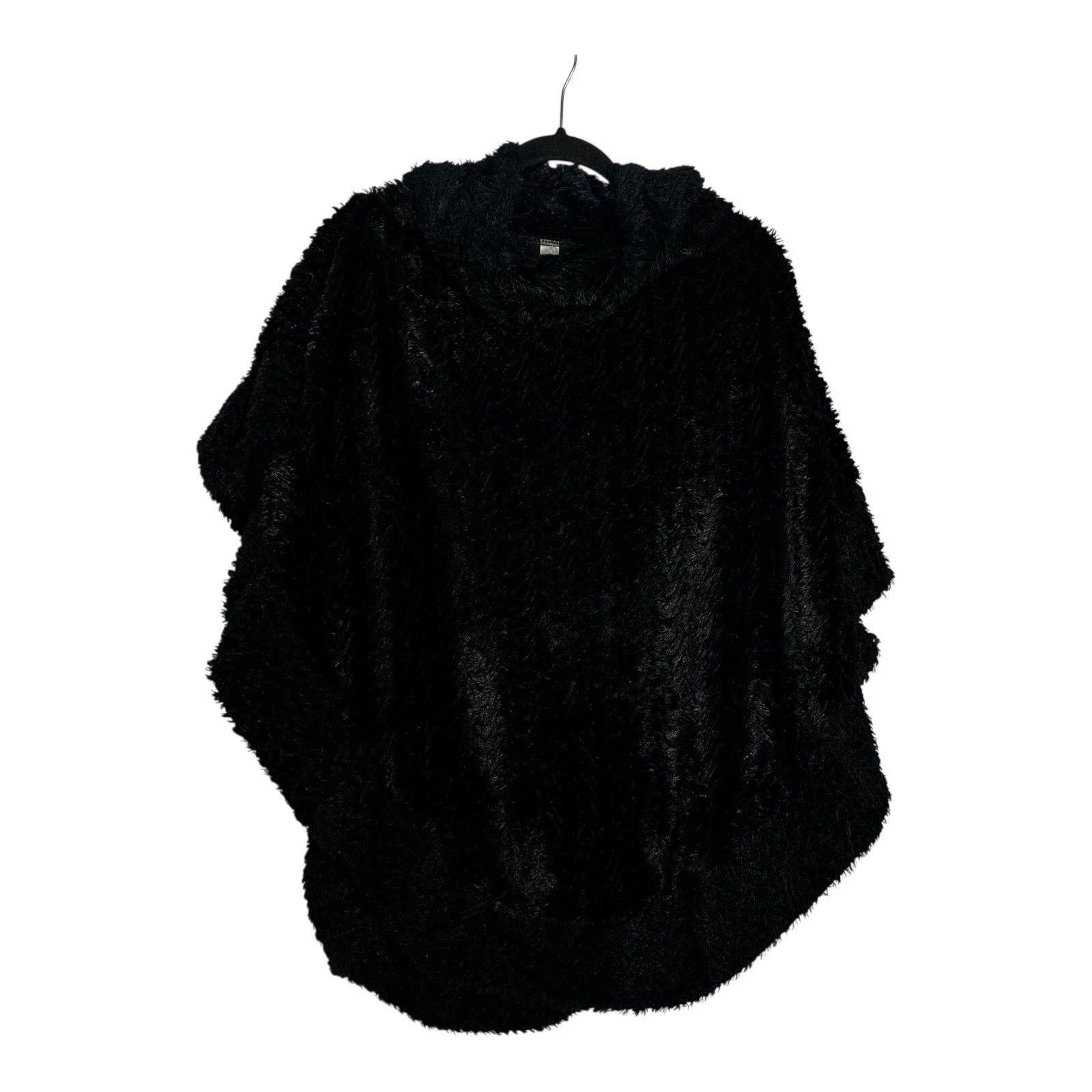 C. Est. 1946 Womens Faux Fur Cowl Neck Poncho Cape Black One Size RN37080