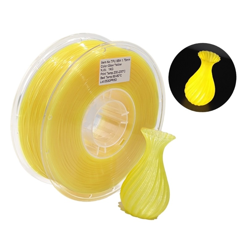 Photoluminescent Print Supply Filament TPU 1.75MM, 1000 G for Signs and Models