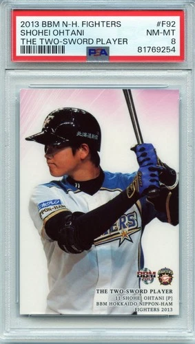 PSA 8 NM-Mint!  ROOKIE!  2013 BBM TWO-SWORD PLAYER Shohei Ohtani #F92 #81769254