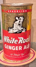 1950S WHITE ROCK GINGER ALE FLAT TOP SODA CAN WHITE ROCK BOTTLERS LOS ANGELES CA