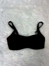 ATHLETA Square Neck Black Rib Knit Bikini Bra Cup Women's Size 32B/C Swimsuit