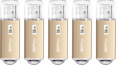Silicon Power 5 Pack 32GB USB 3.0/3.1 Gen1 USB Flash Drive Blaze B02 (Champagne