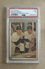 1957 Topps Baseball Power Hitters Mickey Mantle Yogi Berra Card #407 PSA 1