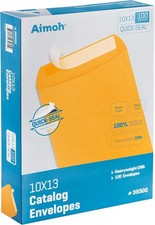 100 10 x 13 Self-Seal Brown Kraft Catalog Envelopes - 28lb, 100 Count, Ultra