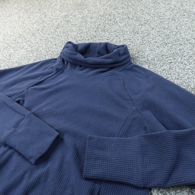 Outdoor Research Pullover Womens S Blue Cowl Waffle Knit Grid Fleece Top Hiking
