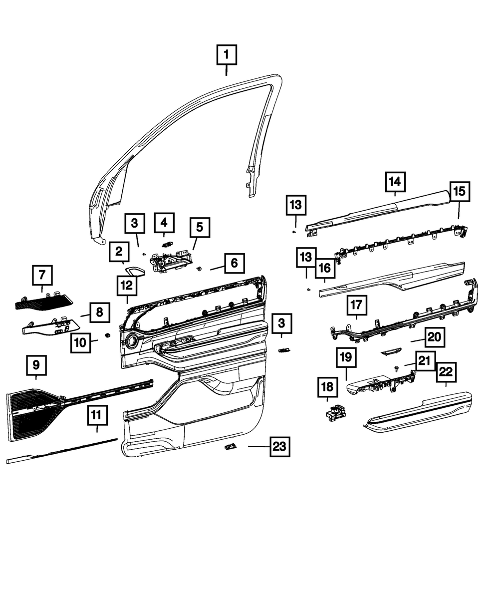 Genuine Mopar Front Door Trim Panel Right 7HM88SD4AA