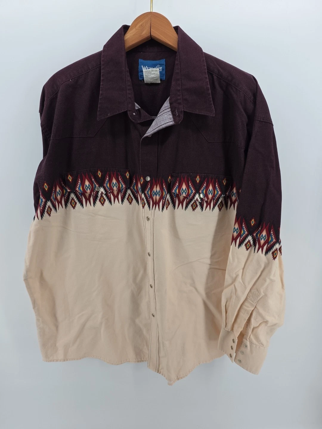 Wrangler Western Shirt Men's Size 2XL XXL Southwestern Aztec Pearl Snap Cowboy