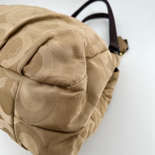 COACH Madison Op Art Maggie Handbag Canvas Leather Beige Brown Vintage Authenti - Picture 9 of 16