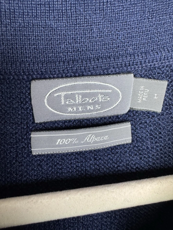 Suéter Grande Talbots Para Hombre Azul Marino Claro Lana Alpaca Media Cremallera Ligero Foto 4 de 4