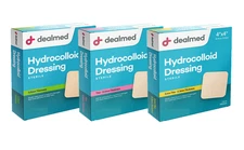 Dealmed Hydrocolloid Dressing 4" x 4" Bandages Wound Care Products for First Aid