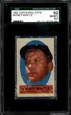 1963 Topps Peel-Offs Mickey Mantle - SGC 92