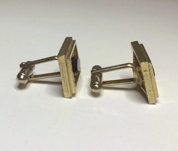 Anson Rectangular Gold Tone Cufflinks With Amber … - image 5