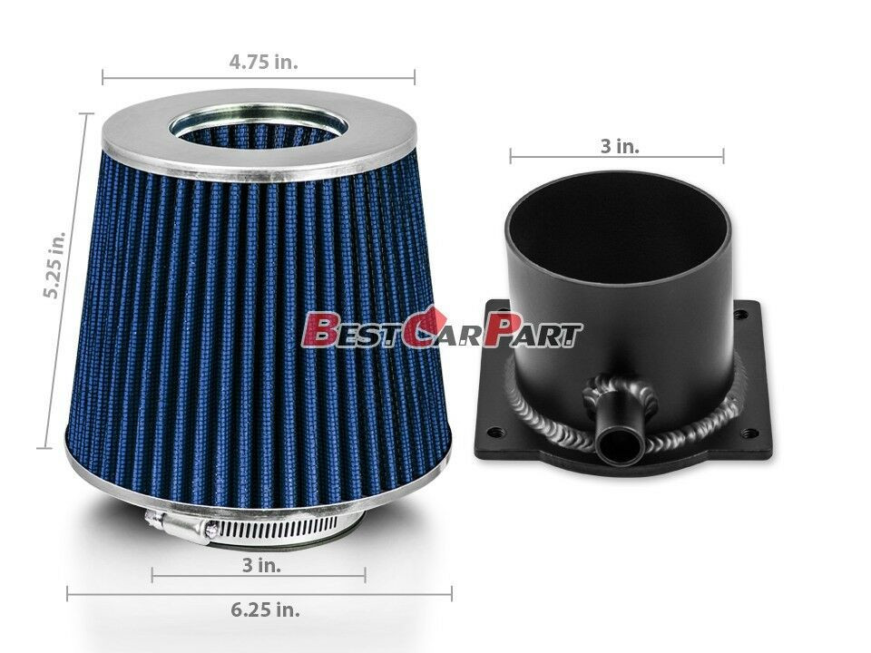 Air Intake Air Flow Sensor MAF Adapter +BLUE Filter For 89-94 240SX S13 2.4L-image