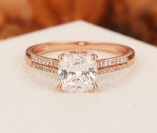 Princess Simulated Diamond Pretty Engagement Band Ring In 14k Rose Gold Plated