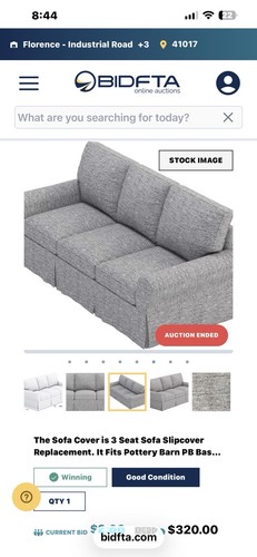 NEW! Pottery Barn Basic 3 Seat Sofa Slipcover Gray Flax Beautiful! *Free Ship!* - Picture 4 of 7